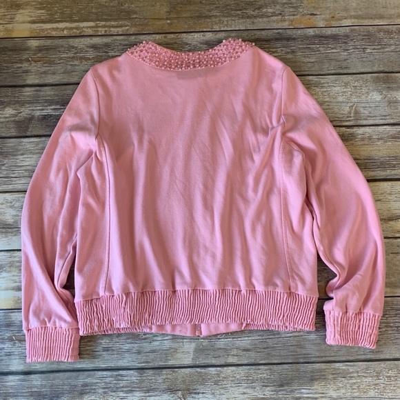 Bloomingdale’s petite medium pink zip up sweater - Picture 7 of 7